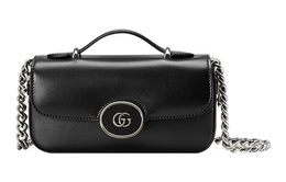 Gucci Портативная кожаная сумка через плечо, мини, женская, черная 760194-aabsg-1000