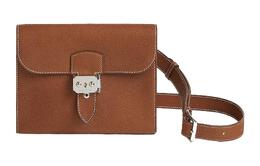 Hermes Сумка-мессенджер из телячьей кожи Sac A Depeches Barenia Faubourg, сумка через плечо, мужская, размер 34, светло-коричневый h084164ck34