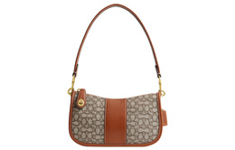 Coach Сумка-маджонг из ткани и кожи Swinger, женская, коричневого цвета cm509-b4ta7