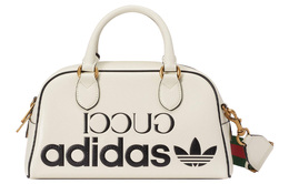Gucci Сумка-мессенджер Adidas Collaboration, кожаная, через плечо, дорожная, мини, мужская, белая 702397-u3zct-8727