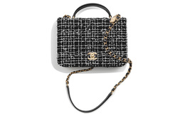 Chanel Сумка из мягкого фетра из саржи с клапаном из овчины, сумка через плечо, сумка-трубы, женская, черно-белая as4286-b13698-m9999