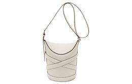 Alexander McQueen Сумка-ведро из телячьей кожи, сумка через плечо, мужская, белая, THE CURVE BAG 691668-1aags-9000