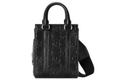 Gucci Кожаная сумка-шоппер, сумка-тоут, сумка через плечо, мини-сумка, мужская, черная 696010-1w3cn-1000