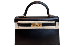 Hermes Мини-сумка Kelly Generation 1 из кожи, женская, цвет 89 Noir, черная h075321cc89