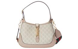 Gucci Сумка через плечо Jackie 1961 из холста с кожаной отделкой в форме полумесяца, женская, бежевого цвета 678843-uulag-9682