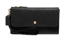 Coach Тройной кожаный клатч, женский, маленького размера, черный 29609-liblk
