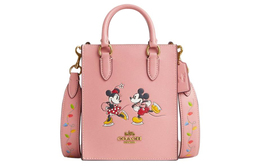 Coach Сумка-тоут из зернистой кожи, созданная в сотрудничестве с Disney 14, сумка для покупок, сумка на плечо, женская мини-сумка розового цвета cn023-b4ofe
