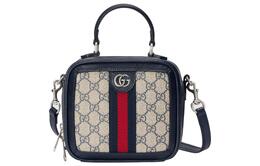 Gucci Сумка Ophidia Canvas с кожаной сумкой на плечо, сумка через плечо, мини-сумка женская бежево-синего цвета 772157-96iwn-4076