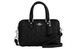 Coach Сумка-бостон Rowan Leather, сумка через плечо, сумка через плечо, женская, черная, Trumpets cn754-svdtv