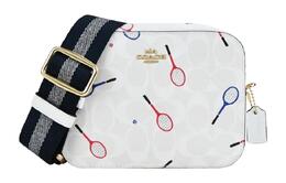 Coach Сумка для камеры из кожи, сумка через плечо, маленькая, женская, белого цвета c8374-imcah