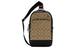 Coach Сумка-слинг Graham Canvas с кожаной застежкой-молнией разноцветного цвета, маленькая мужская, цвета хаки и черного c8356-qbtui