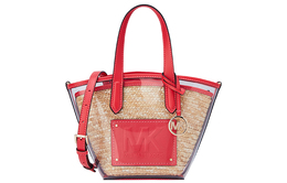 Michael Kors Сумка-шоппер Kimberly из кожи, сумки через плечо, женские сумки небольшого размера, прозрачные, кораллово-красные 35t2g7kt5w-801