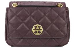 Tory Burch Сумка-мессенджер из кожи Caviar, женская, бордового цвета 87863-639