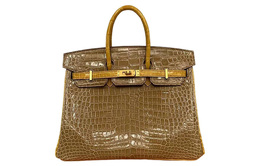 Hermes Сумка Birkin из крокодиловой кожи, женская, телесного, песочного и янтарно-желтого цветов h085495cz00