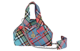 Vivienne Westwood Сумка-боулинг с вышитой клетчатой отделкой, сумка через плечо, мини-сумка женская, синяя/розовая 4201008ew00h6g201