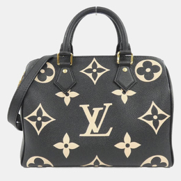 Louis Vuitton Speedy Bandouliere 25 Beige, Black Monogram Empreinte Leather Boston Bag 1207419