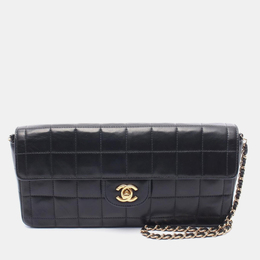 Chanel Chocobar Black Lambskin Leather Shoulder Bag 1207426