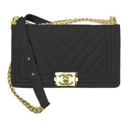 Chanel Сумка-клапан Leboy из гладкой телячьей кожи, через плечо, среднего размера, женская, черного цвета a67086-y83793-94305