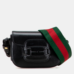 Gucci Black Mini Leather Horsebit 1955 Web Satchel 1207158