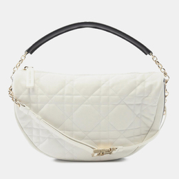 Christian Dior White Medium Lambskin Cannage Christian Dior Vibe Hobo 1207180