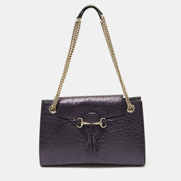 Gucci Metallic Purple Ostrich Large Emily Chain Shoulder Bag 1207052
