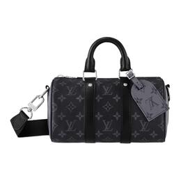 Louis Vuitton Сумка Keepall из холщовой ткани с кожаной отделкой, через плечо, мужская, черно-серая m46271