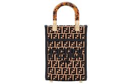 Fendi Сумка-шоппер из хлопка с нейлоном, сумка-шоппер, сумка через плечо, мини-сумка женская, черно-бежевая 8bs051-aq0x-f0vpj