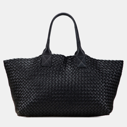 Bottega Veneta Black Medium Lambskin Intreccio Cabat Tote 1206872