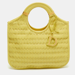 Christian Dior Yellow Woven Effect Leather Christian Diorita Hobo 1206725
