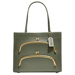 Coach Сумка-шоппер из коровьей кожи, сумка-тоут, сумка через плечо, женская сумка небольшого размера, оливково-зеленого цвета c9811-b4ary