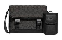 Coach Сумка через плечо League Monogram из холста с натуральной кожей, небольшого размера, мужская, черного цвета c8113-mi5