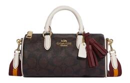 Coach Сумка-бостон из искусственной кожи Lacey, сумка-мессенджер, сумка через плечо, женская сумка Trumpets коричневого и мелово-белого цветов cb874-imdgq