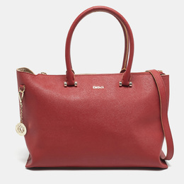 DKNY Red Leather Bryant Park Top Zip Tote 1206433