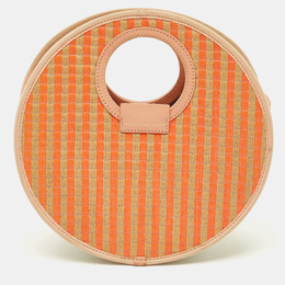Marc Jacobs Orange/Beige Stripe Straw and Fabric Isle De Sea Bag 1206508