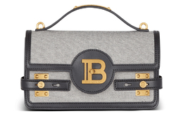 Balmain Сумка B-BUZZ из холста с гладкой кожей, через плечо, женская, серо-черная cn1da829tmsyeab