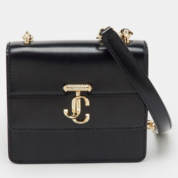 Jimmy Choo Black Leather Faux Pearl Varenne Shoulder Bag 1206401