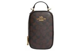 Coach Сумка для мобильного телефона из искусственной кожи Eva, сумка через плечо, мини-сумка для женщин, коричневого и черного цветов cc872-imaa8