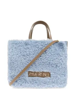 Marni shearling leather-trimmed tote bag 31577937