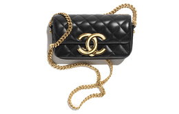Chanel Сумка через плечо из блестящей овчины, мини, женская, черная ap3207-b10262-94305