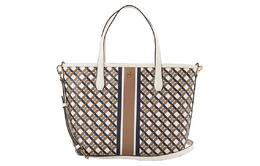 Tory Burch Сумка-шоппер из холста с покрытием GEO и кожи, портативная сумка через плечо, женская мини-сумка цвета слоновой кости 89763-293