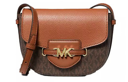 Michael Kors Сумка-седло из ПВХ, сумка через плечо, маленькая женская, коричневого и кофейного цвета 35f3g6rc1b-brown