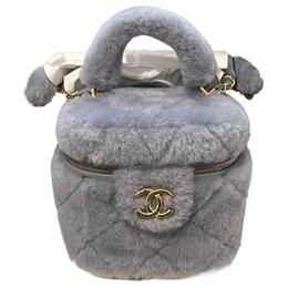 Сумка-косметичка из шерстяной плюшевой ткани, женская серая Chanel as3357-b08467-nj053