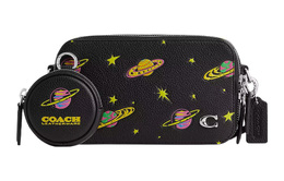 Coach Сумка Charter Pebble Leather Combo Bag, сумка на плечо, сумка через плечо, Trumpets, женская, черная cn622-blc