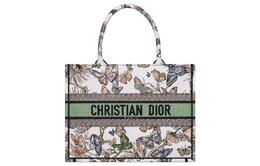 Christian Dior Сумка-шоппер с вышивкой, сумка для покупок, женская, среднего размера, белая и разноцветная m1296zesr-m20e