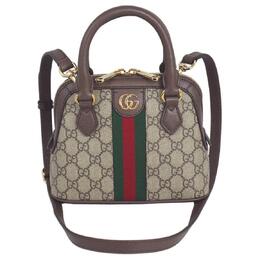 Gucci Сумка Ophidia Canvas с кожаным переплетом на одно плечо, женская, коричневая, мини 772216-96iwg-8745