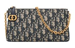 Christian Dior 30 Montaigne Oblique Printed Fabric Portable Crossbody Bag, женская синяя сумка через плечо s2320utzq-m928