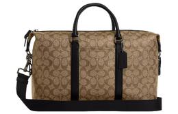 Coach Сумка-бостон из холста с кожей, дорожная сумка, дамская сумочка, сумка через плечо, большая женская сумка цвета оружейной стали и хаки cp048-qbkha