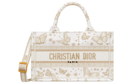 Christian Dior Сумка-шоппер BookTote с вышивкой, сумка для покупок, сумка на плечо, сумка через плечо, женская мини-сумка бежево-белого цвета s5573cesu-m01e
