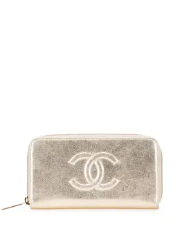 Chanel 2016-2017 CC Metallic Lambskin Zip Around Wallet long wallets 31950063