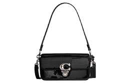 Coach Сумка-багет из коровьей кожи, на одно плечо, стандартная женская, черная cm428-lhblk